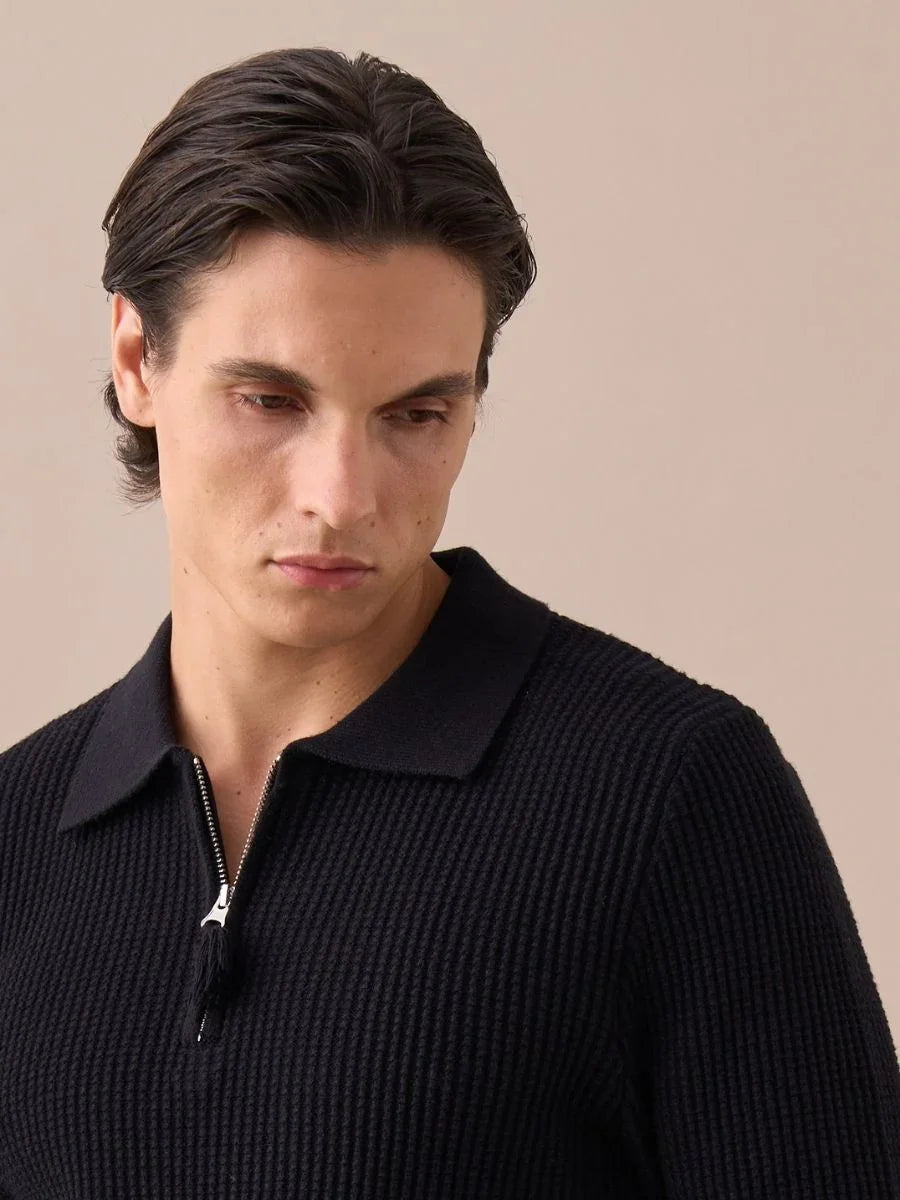 Ribbed Knit Half-Zip Sweater