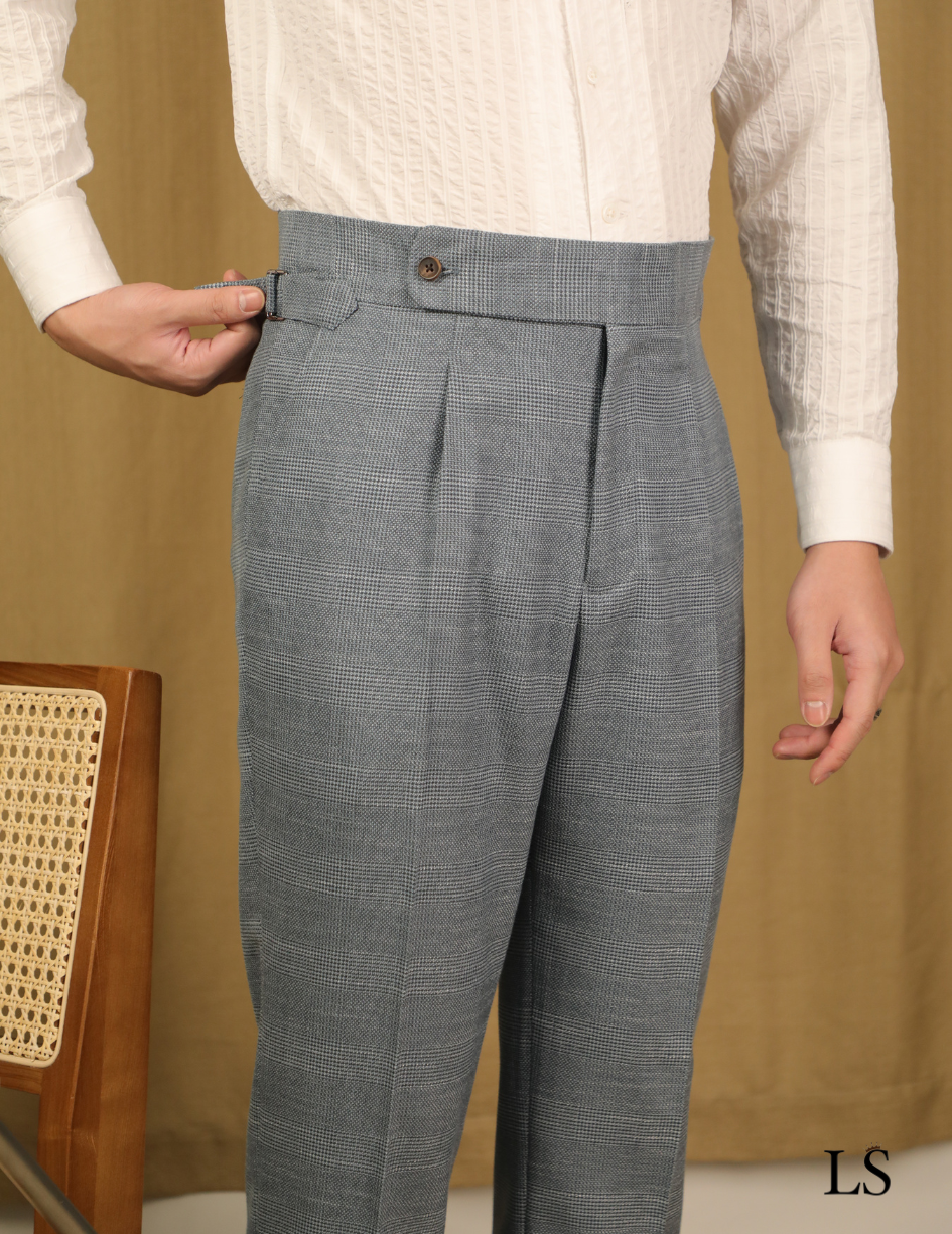 Traje de dos botones con estampado príncipe de Gales gris