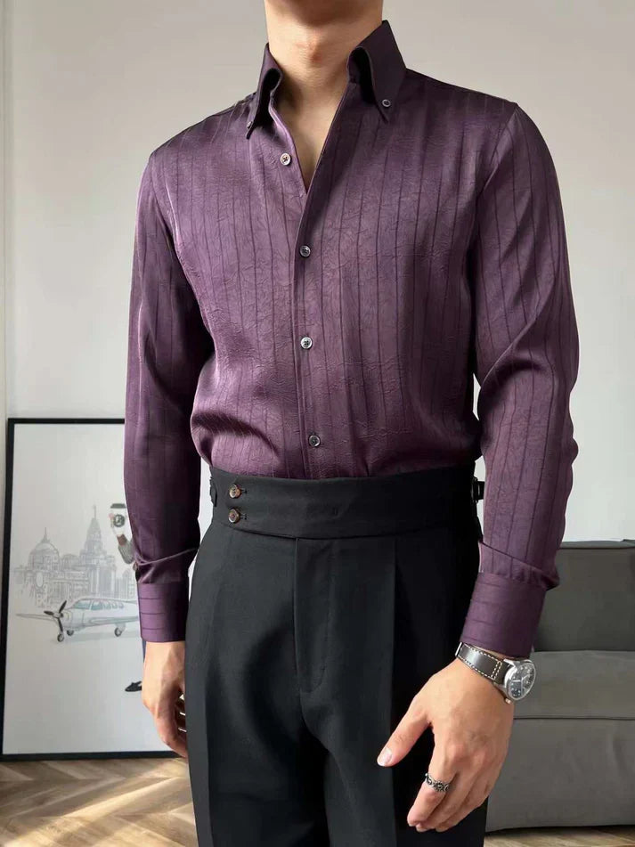Camisa de seda a rayas con botones