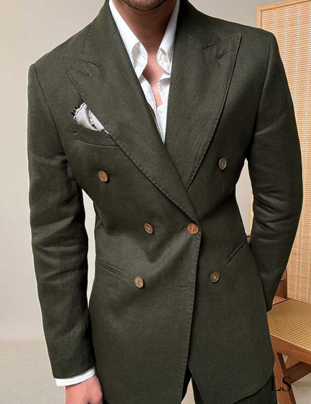 Traje de lino cruzado Looped LS035