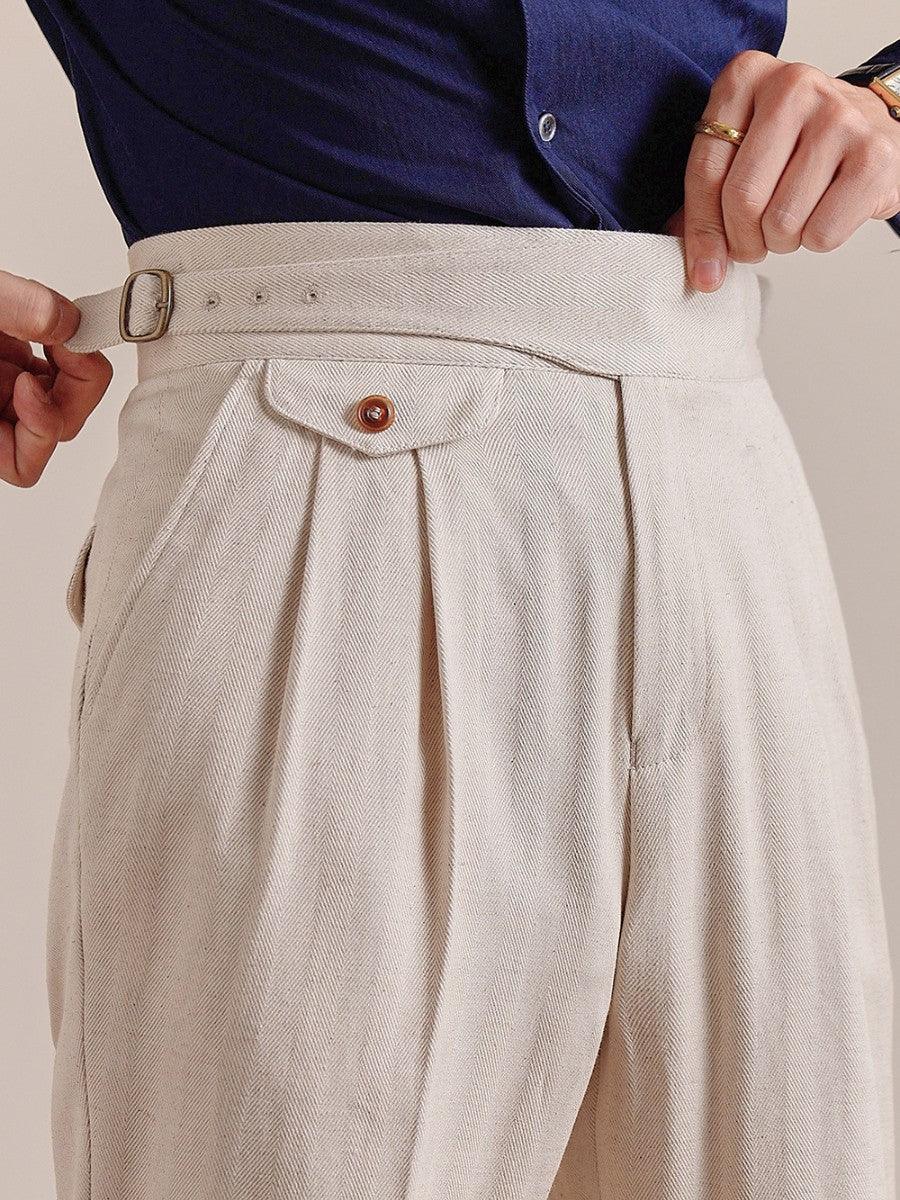 Pantalones Gurkha de Lino de Talle Alto Napoli