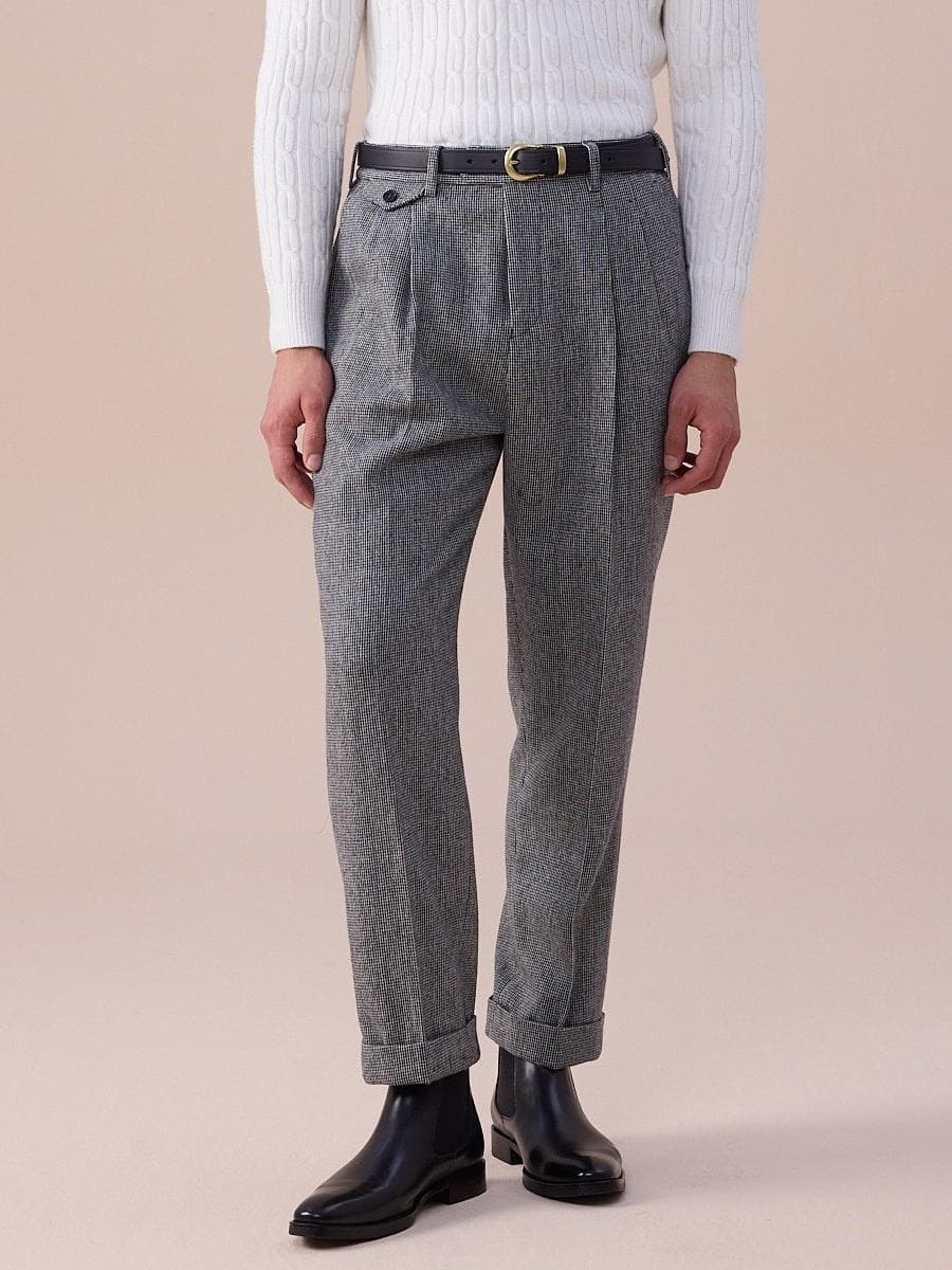 Piemonte High Waisted Wool Belt Loop Pants