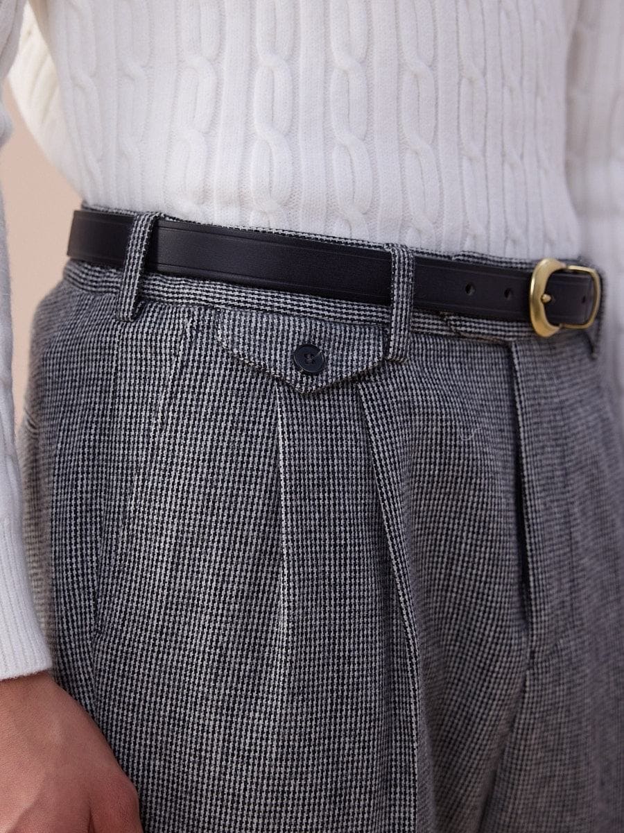 Piemonte High Waisted Wool Belt Loop Pants