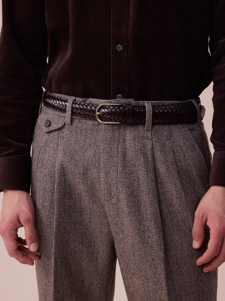 Piemonte High Waisted Wool Belt Loop Pants