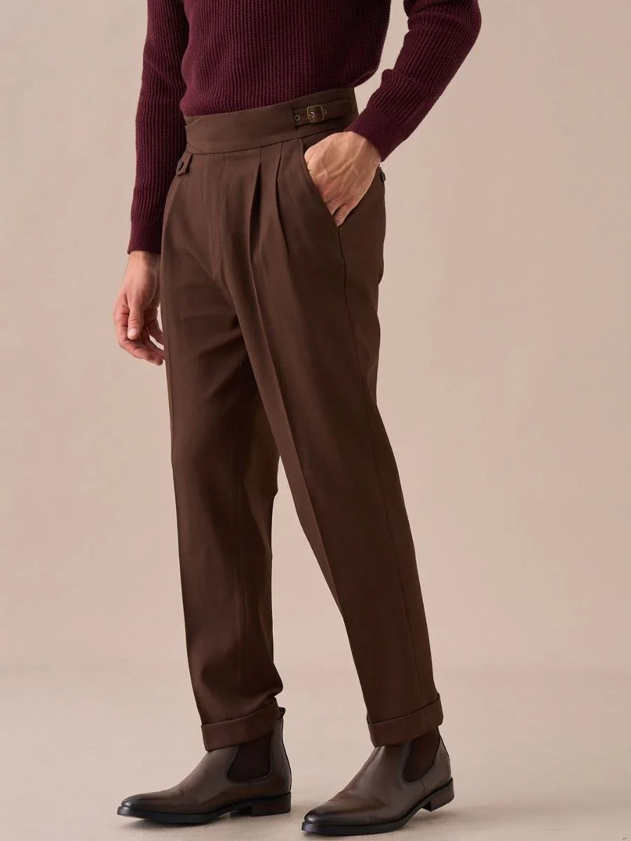 Pantalon Gurkha Sorano taille haute à double pli