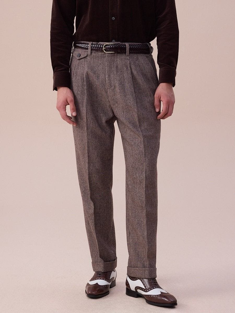 Piemonte High Waisted Wool Belt Loop Pants