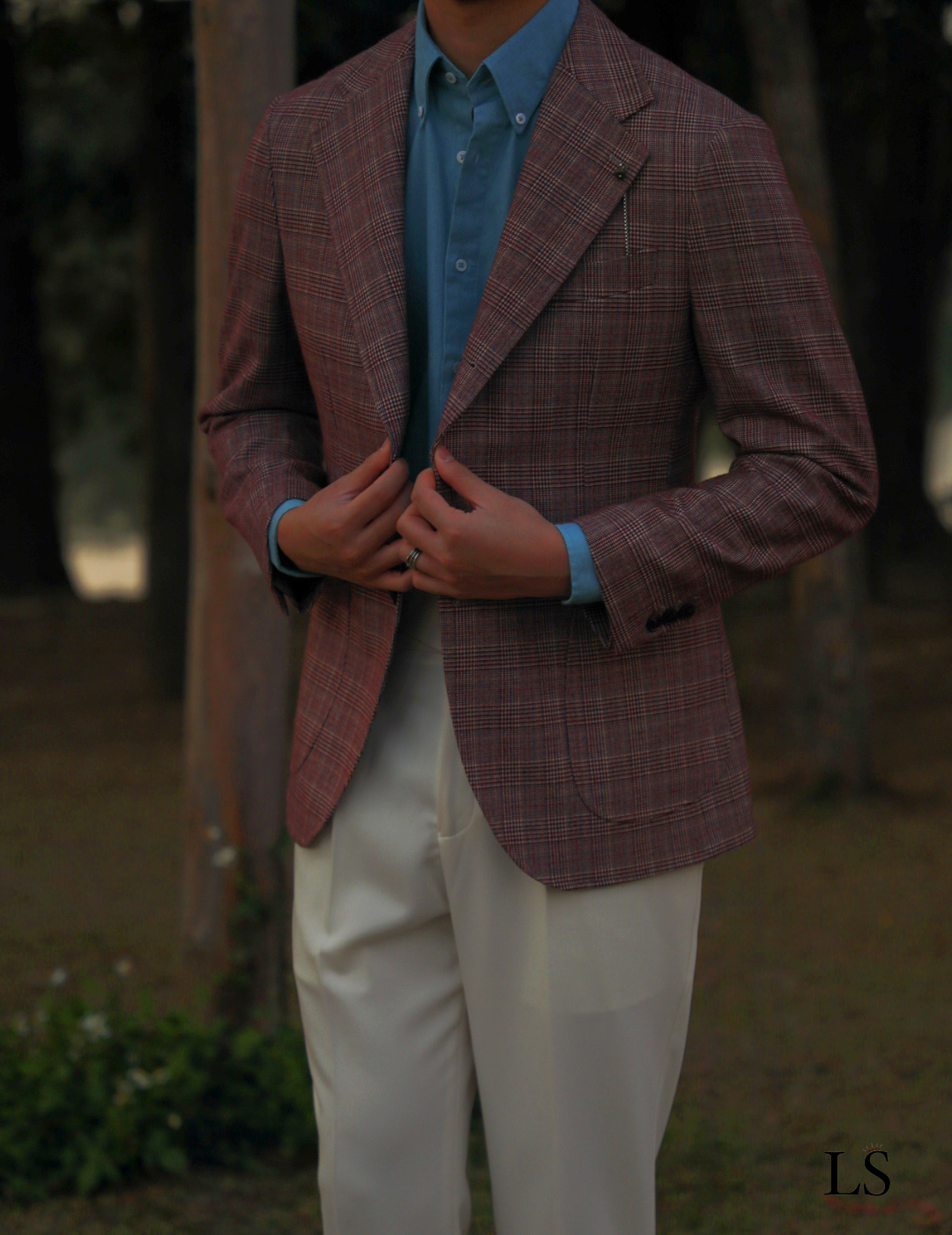 Blazer de dos botones con cuadros escoceses