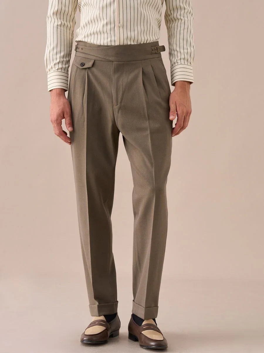 Pantalones Sorano Gurkha de Doble Pliegue y Talle Alto