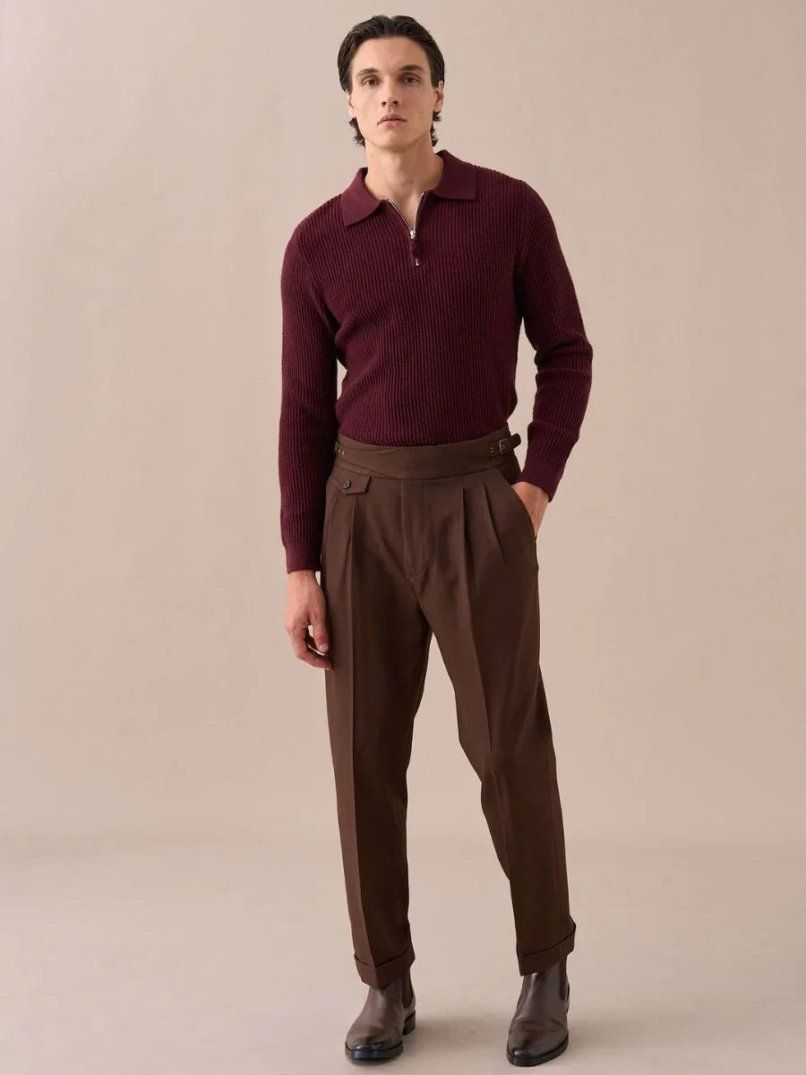 Ribbed Knit Half-Zip Sweater