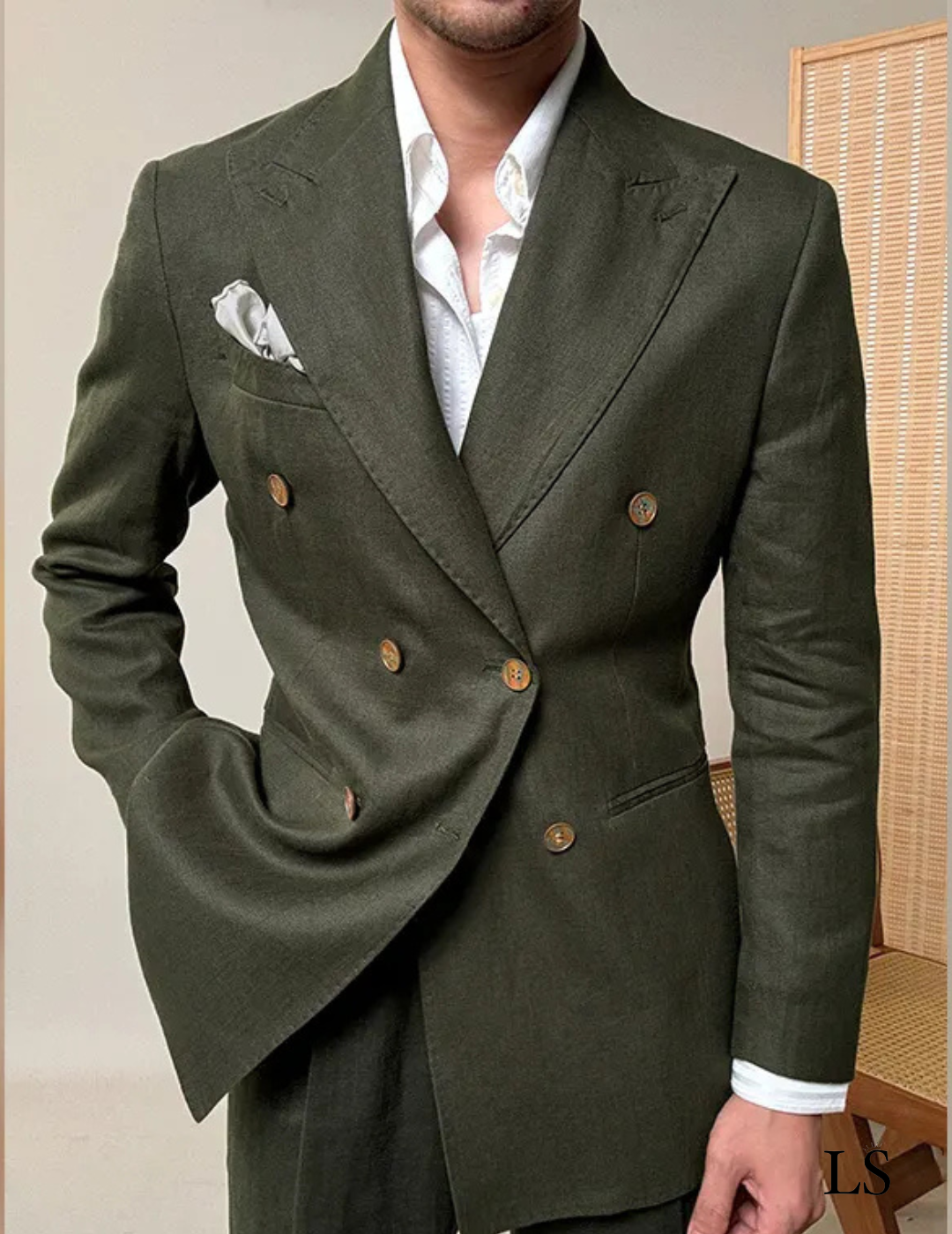 Traje de lino cruzado Looped LS035