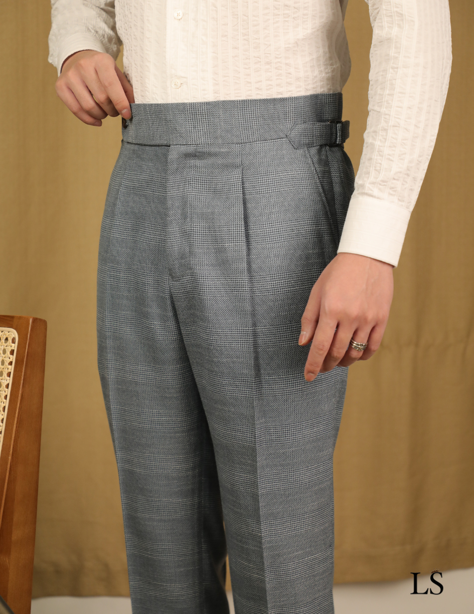 Traje de dos botones con estampado príncipe de Gales gris