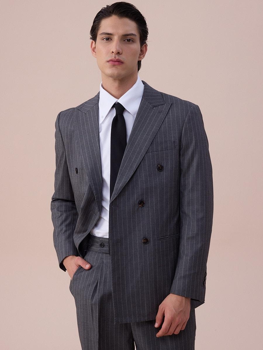 Traje gris sastre de raya diplomática Modena