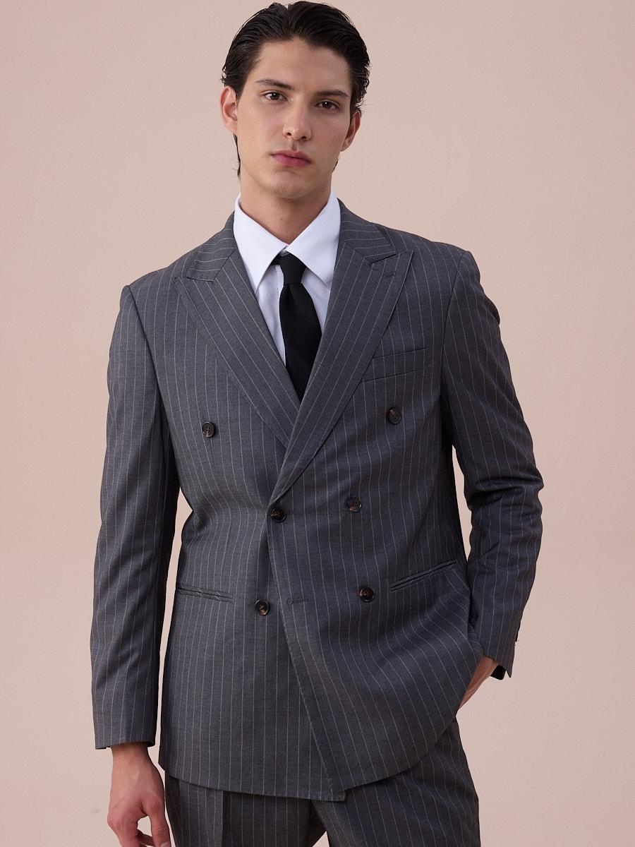 Traje gris sastre de raya diplomática Modena