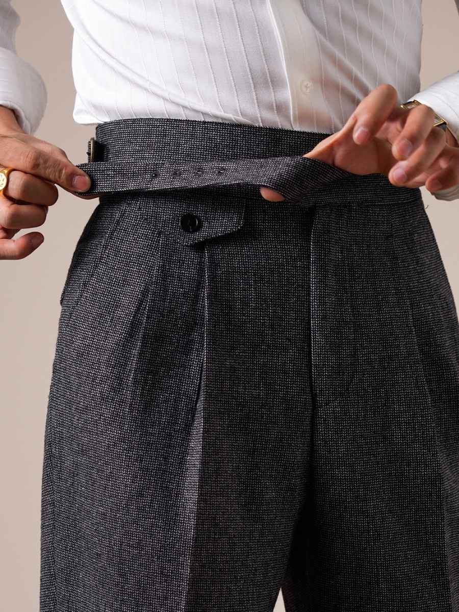 Pantalon Gurkha en laine taille haute Bergamo