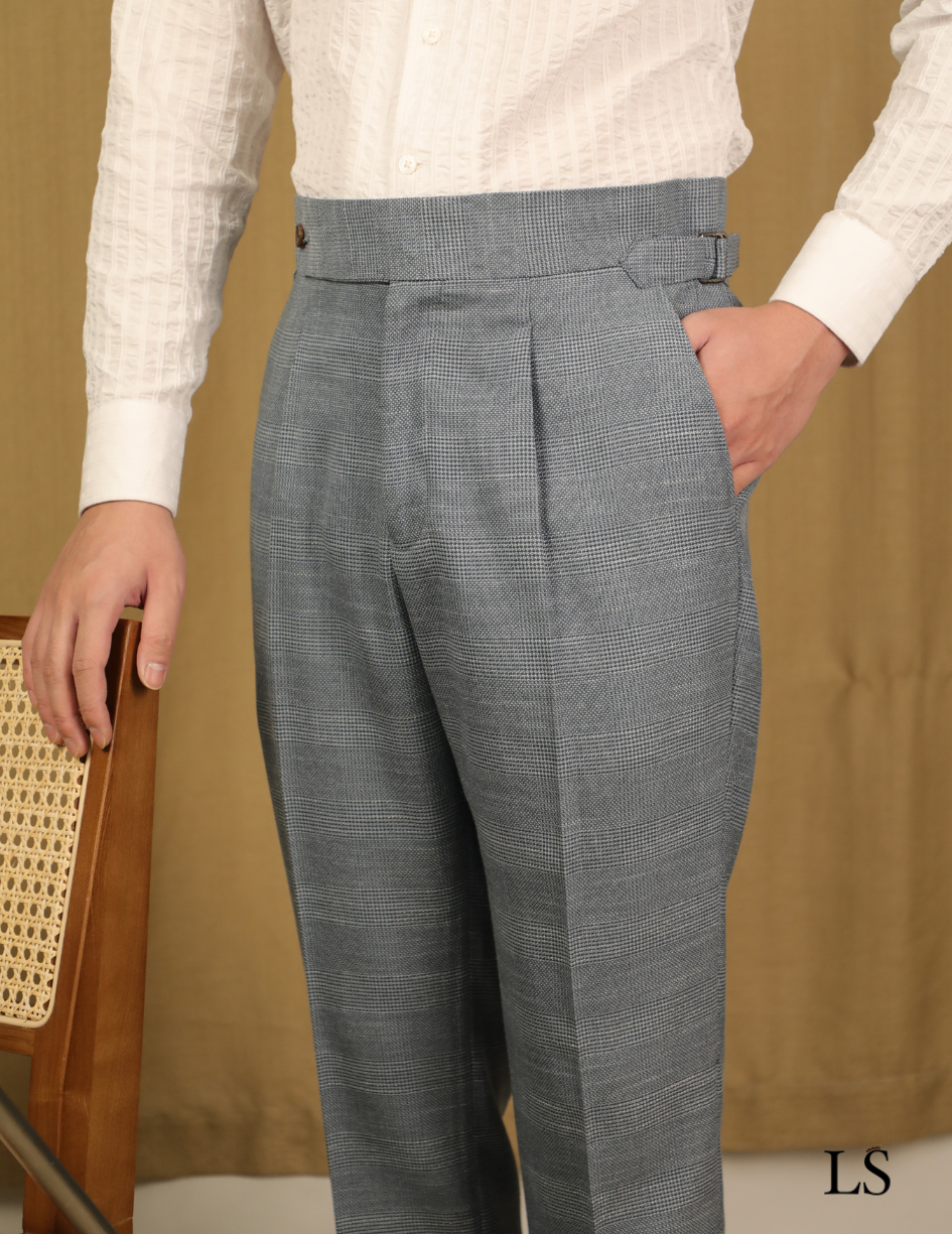 Traje de dos botones con estampado príncipe de Gales gris
