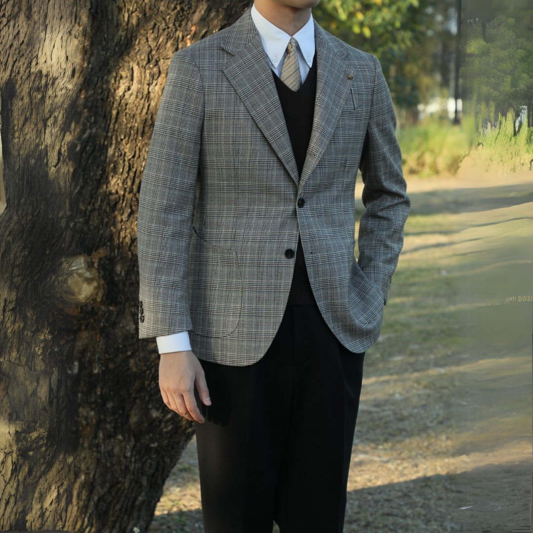 Blazer de dos botones con cuadros escoceses