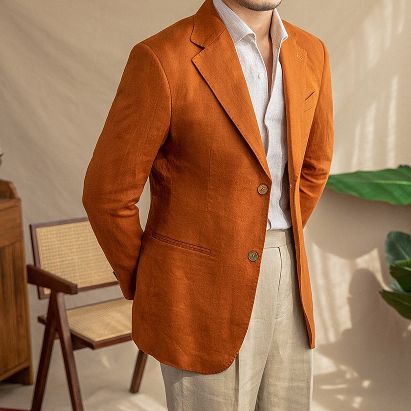 Blazer de lino con bucles LS036