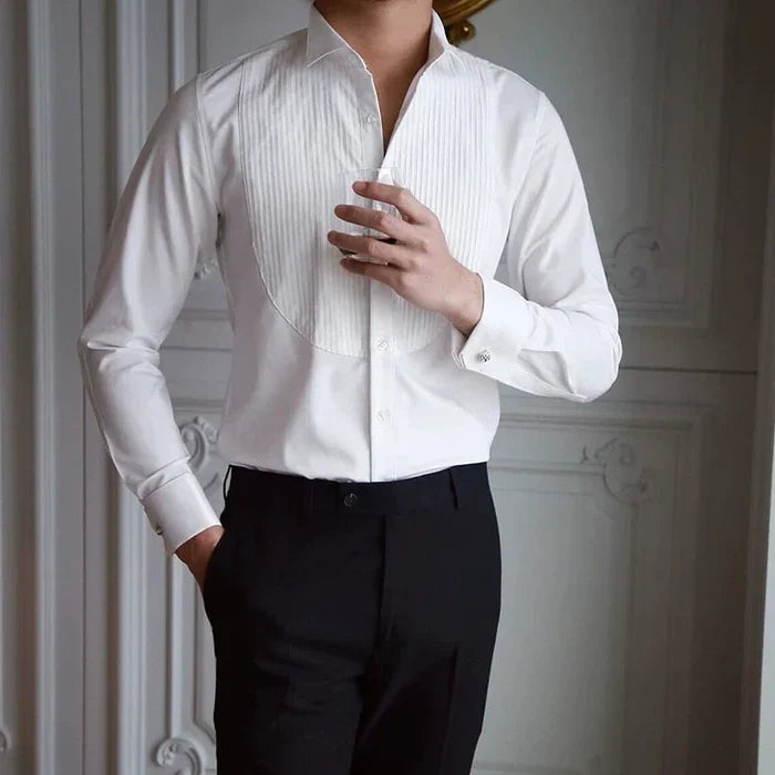 Camisa de esmoquin con cuello de pajarita