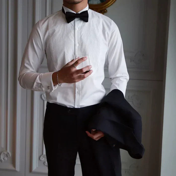 Camisa de esmoquin con cuello de pajarita