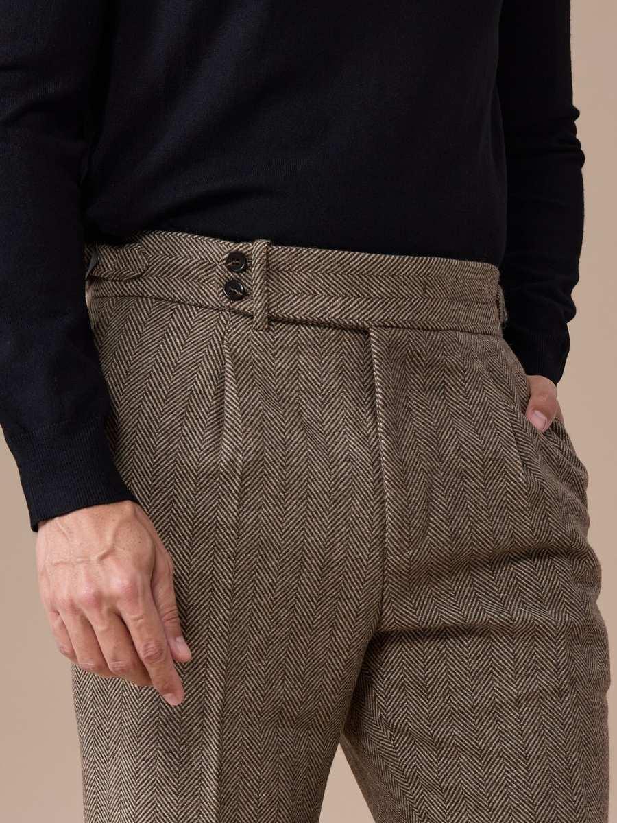 Venice Double Breasted Herringbone Wool Suit