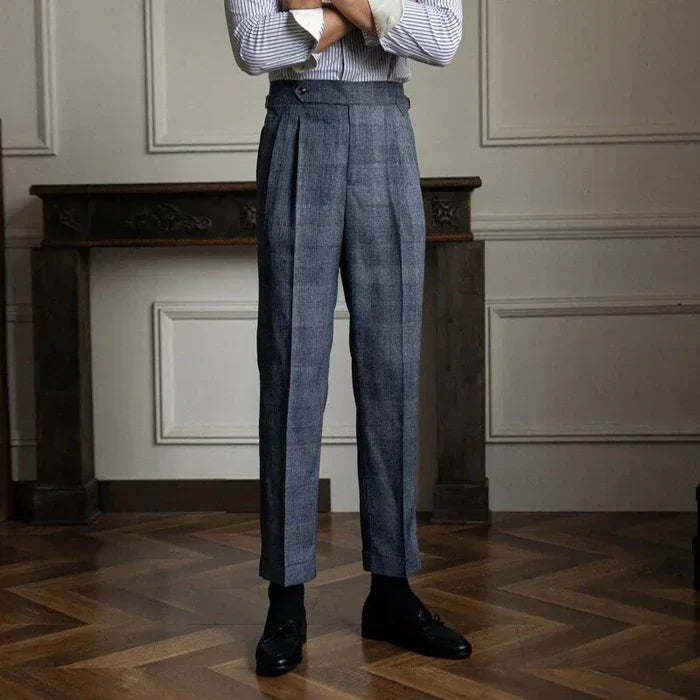 Pantalones Gurkha a cuadros con trabilla LS058