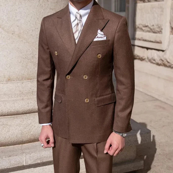 Traje de hombre de corte entallado con solapa y lazo LS006