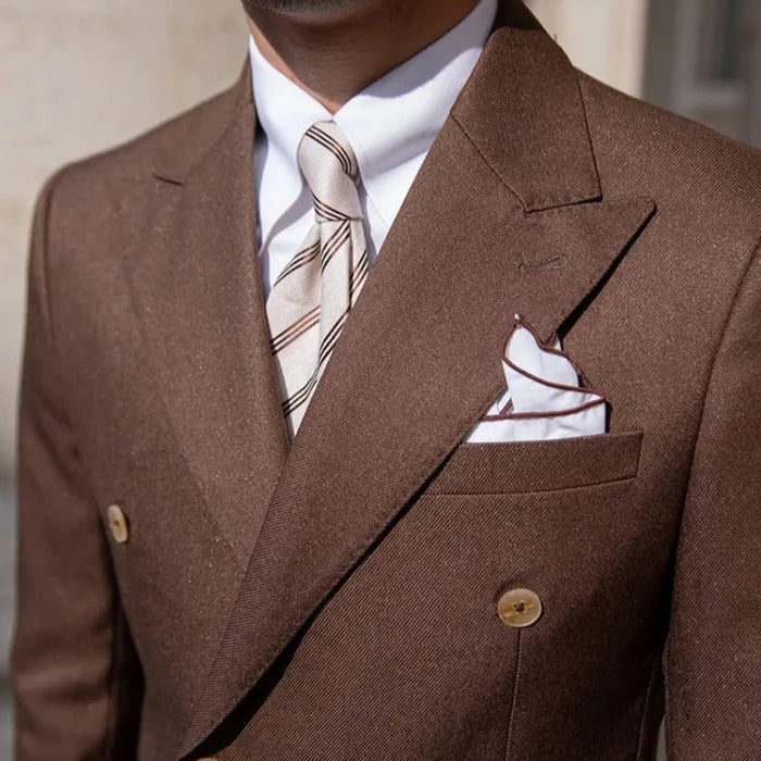 Traje de hombre de corte entallado con solapa y lazo LS006