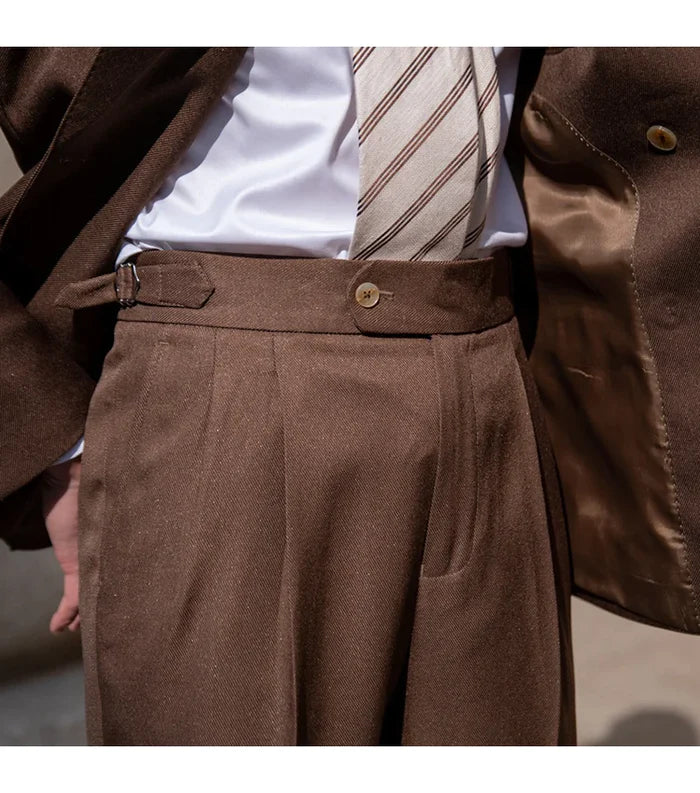 Traje de hombre de corte entallado con solapa y lazo LS006