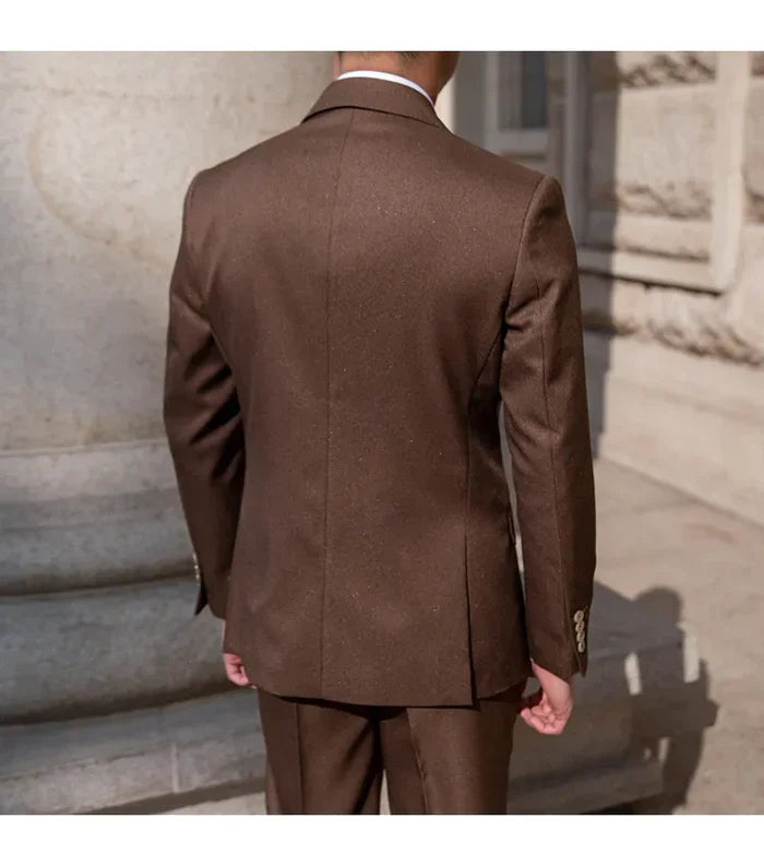 Traje de hombre de corte entallado con solapa y lazo LS006