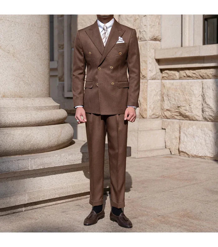 Traje de hombre de corte entallado con solapa y lazo LS006