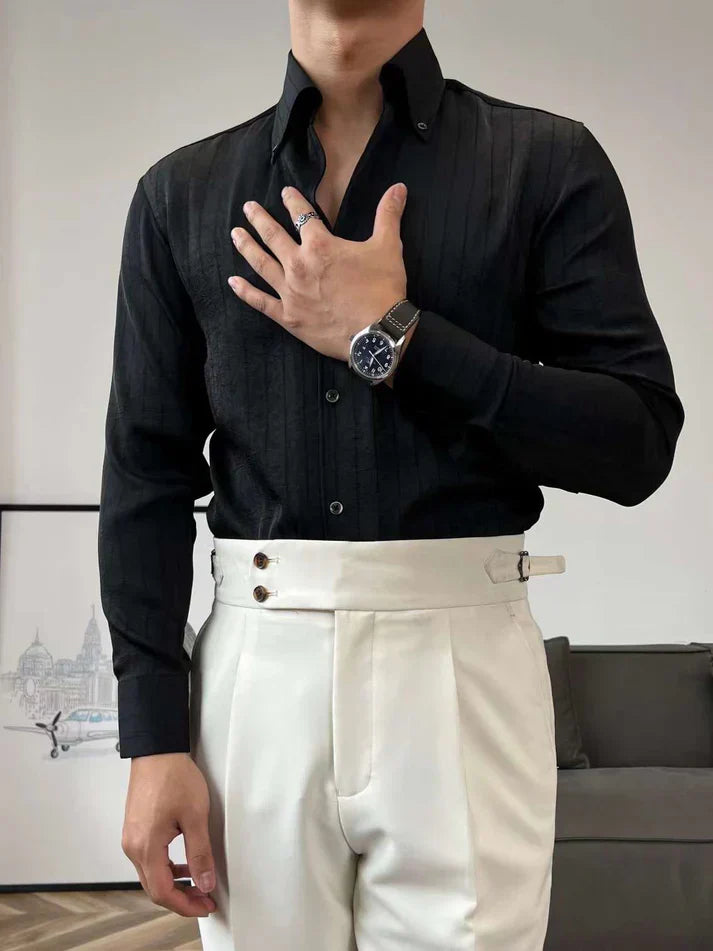 Camisa de seda a rayas con botones