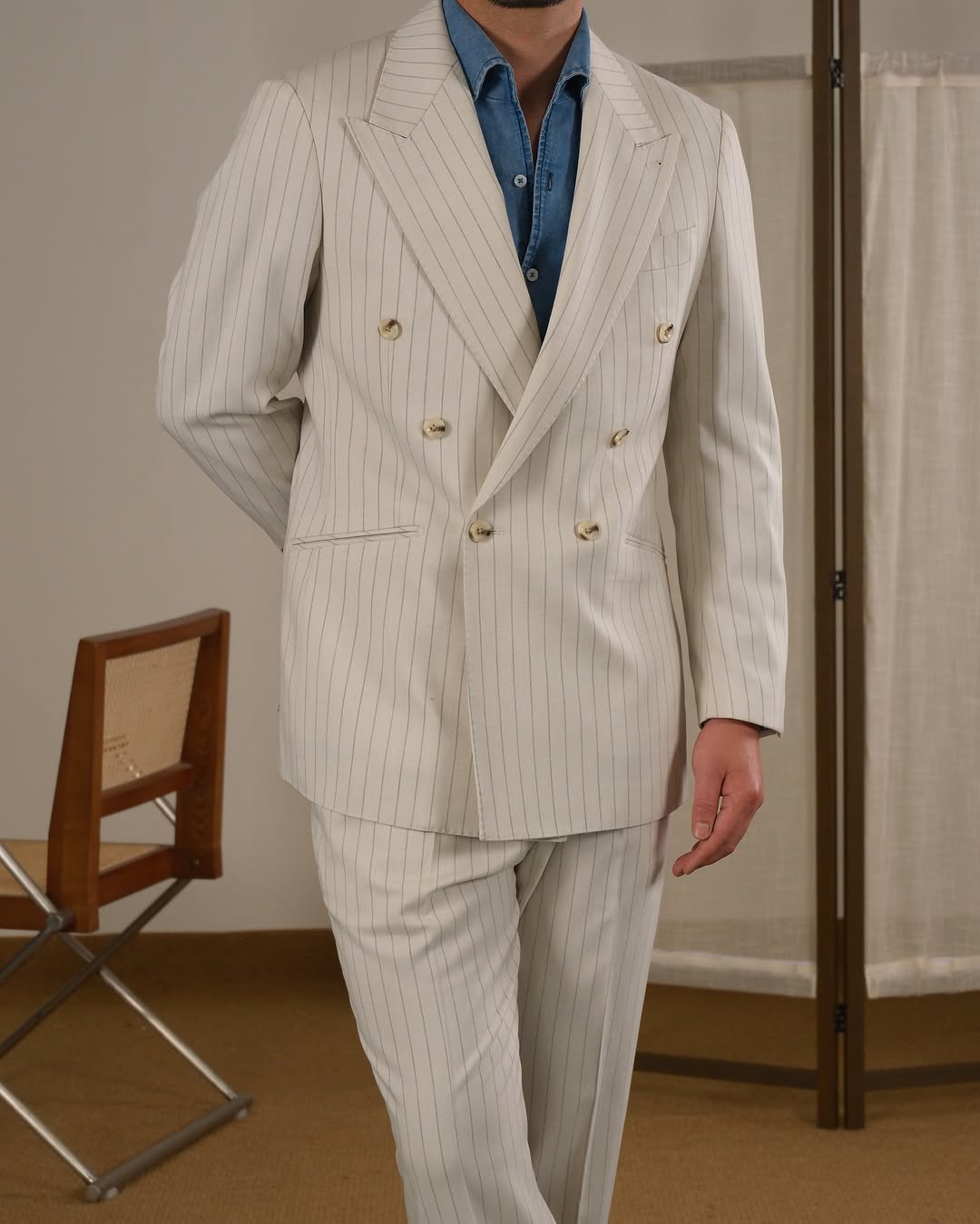 Costume croisé à rayures Palermo