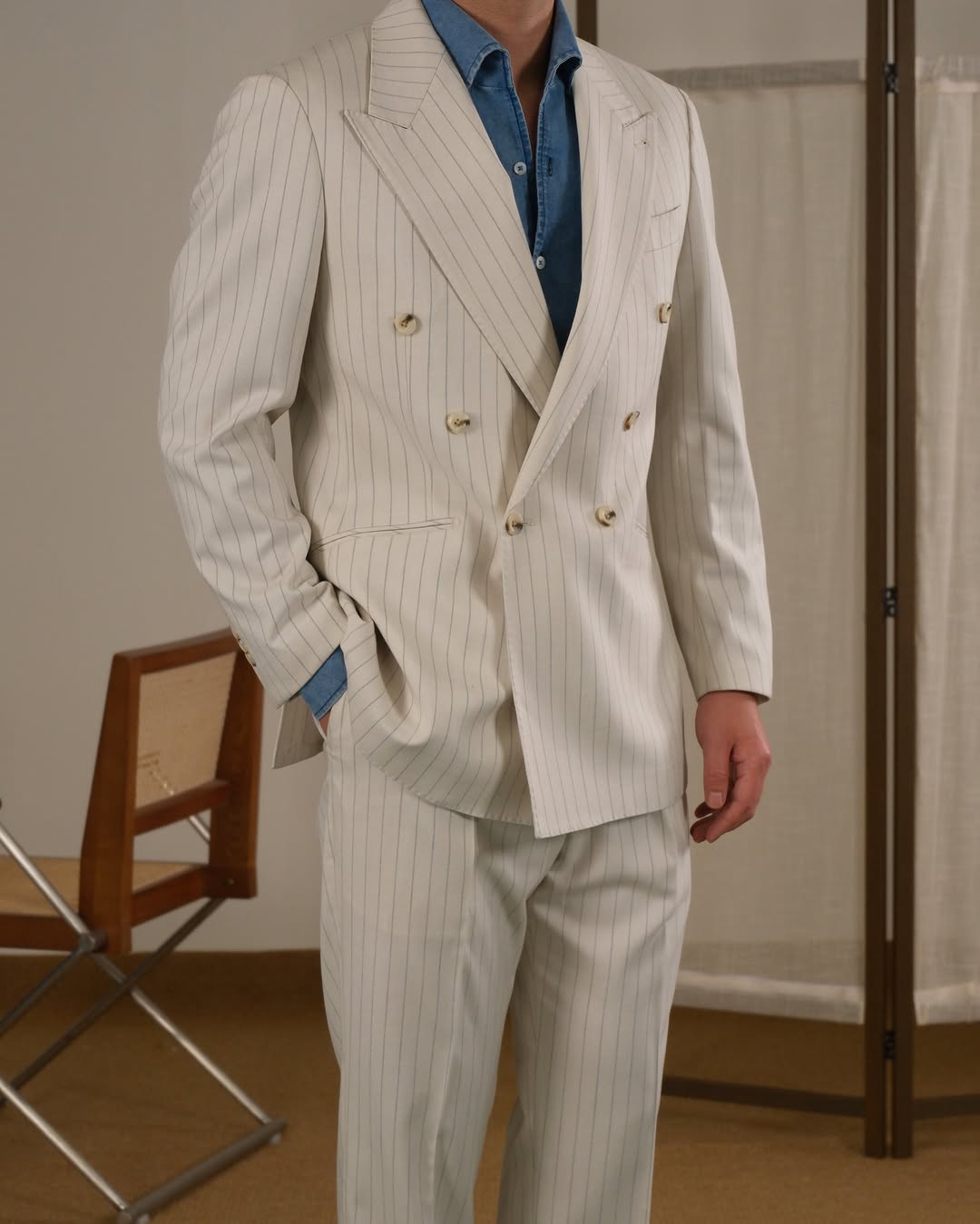 Costume croisé à rayures Palermo