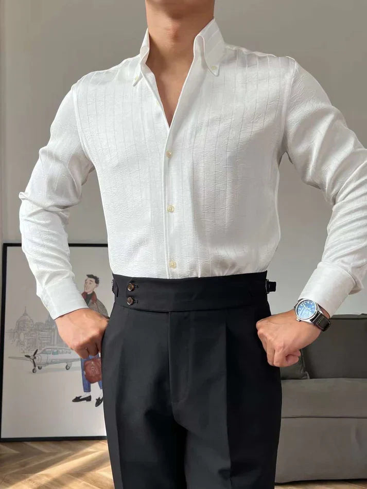 Camisa de seda a rayas con botones