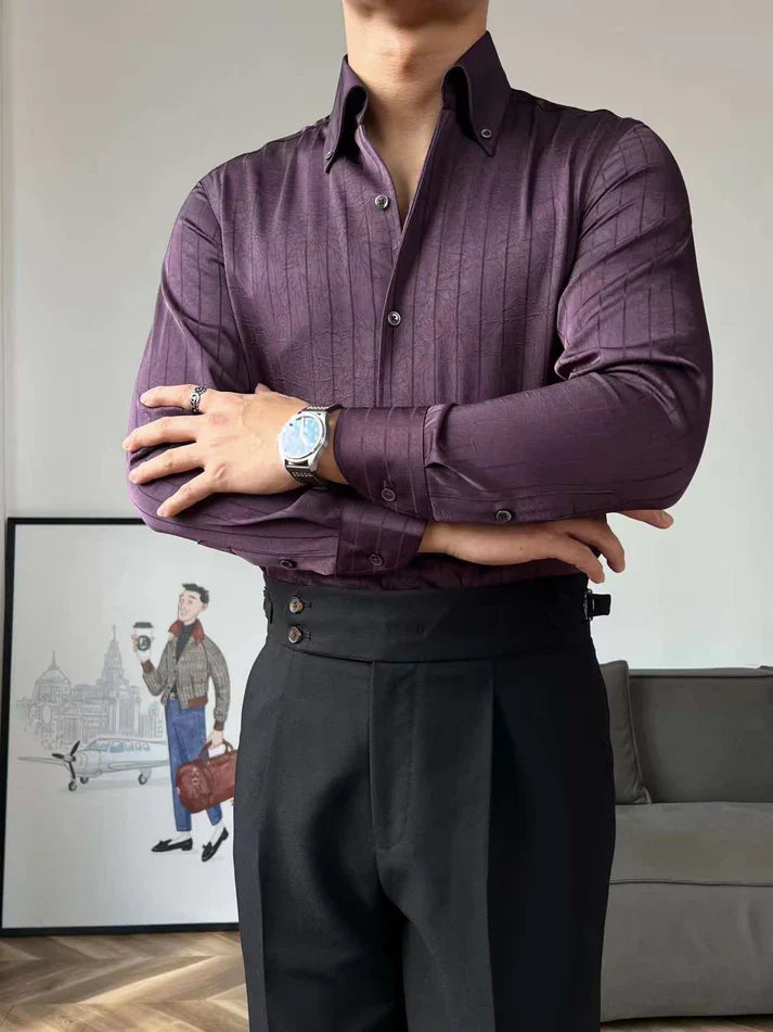 Camisa de seda a rayas con botones