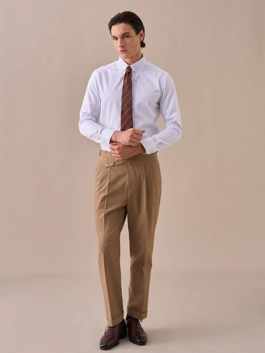 Loops Italian Wrinkle-Free Striped Long-Sleeve Shirt