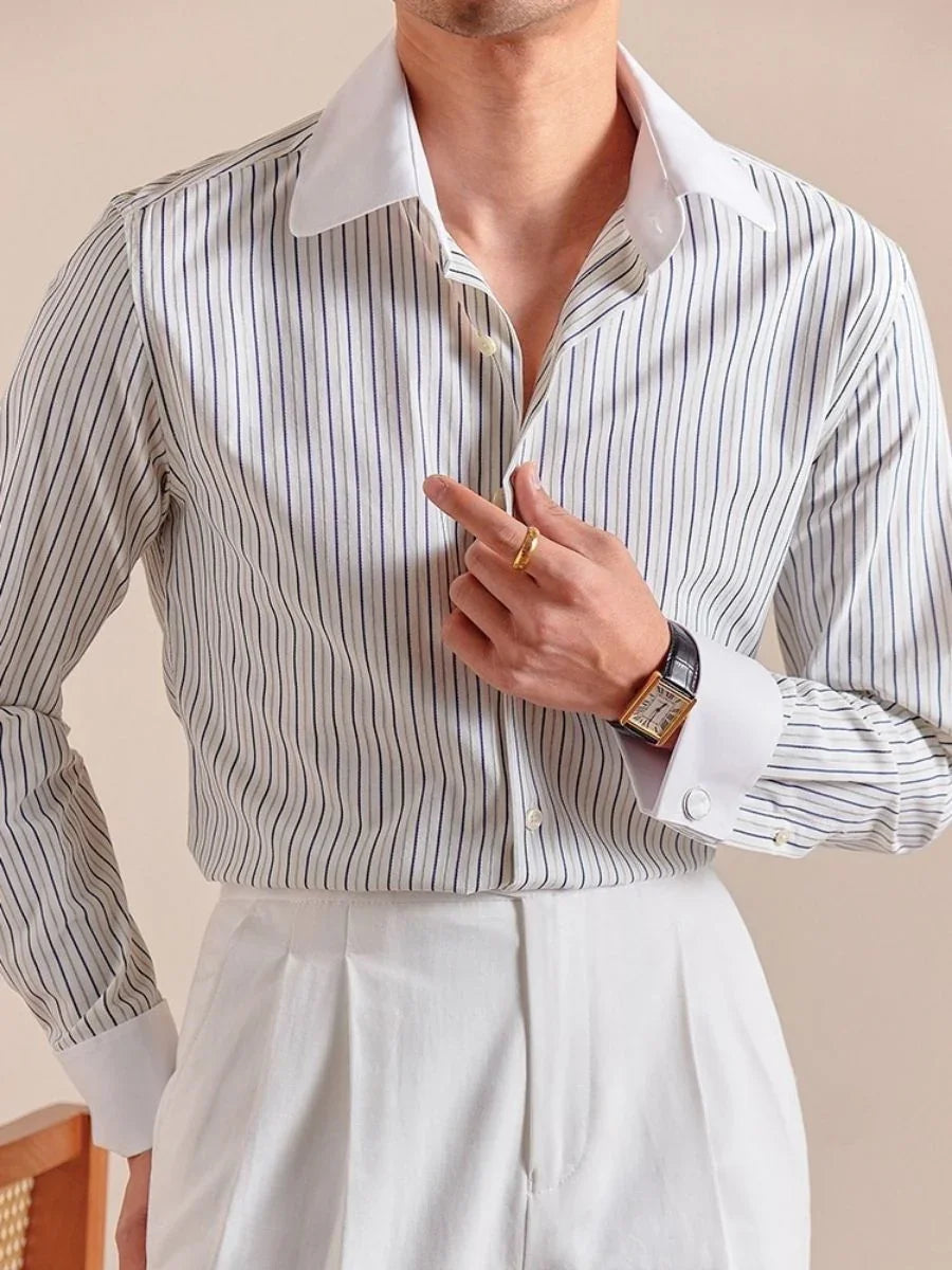 Camisa de rayas con puños franceses Loops Sarule