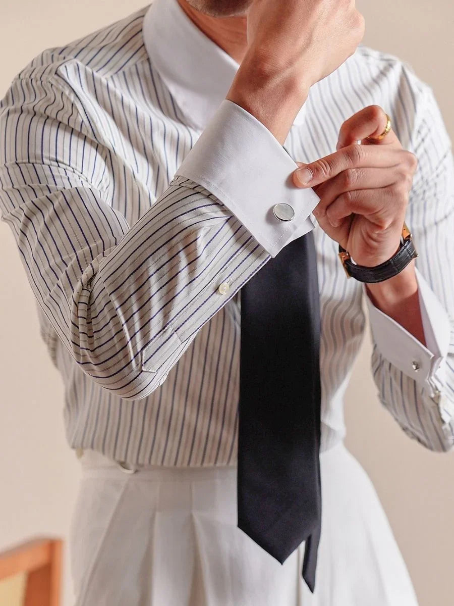 Camisa de rayas con puños franceses Loops Sarule