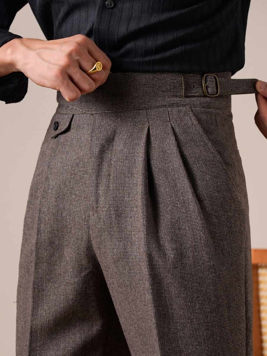 Pantalones de Lana Grukha de Talle Alto Bérgamo