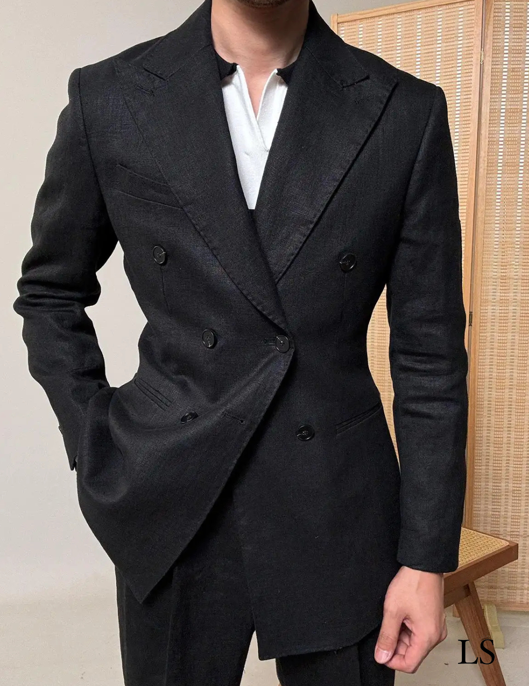 Traje de lino cruzado Looped LS035