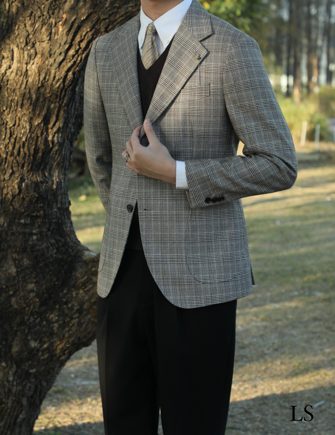 Blazer de dos botones con cuadros escoceses