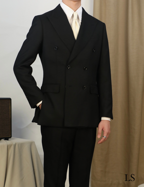 Double Breasted Genoa Black Suit