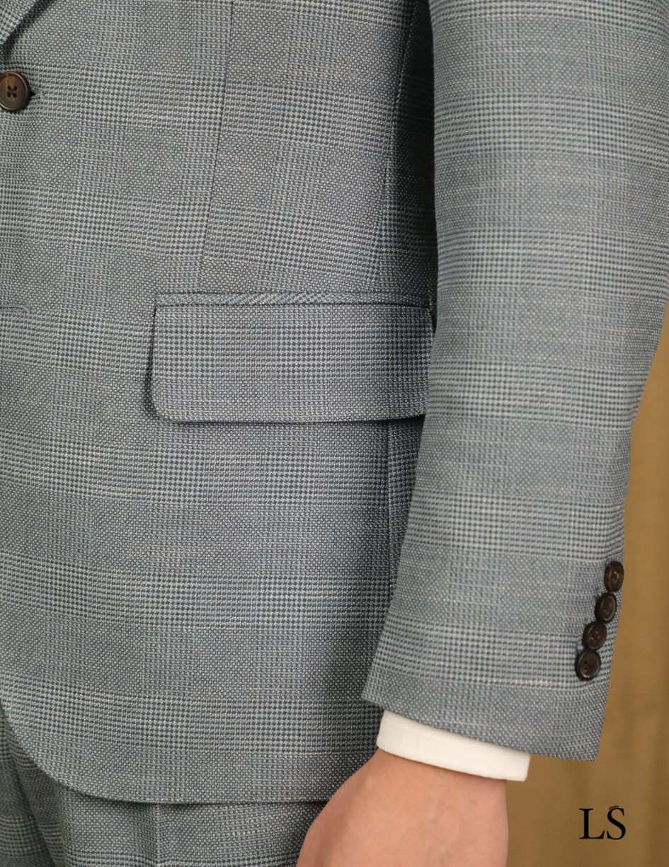 Suit Two-Button Glen Plaid Gray