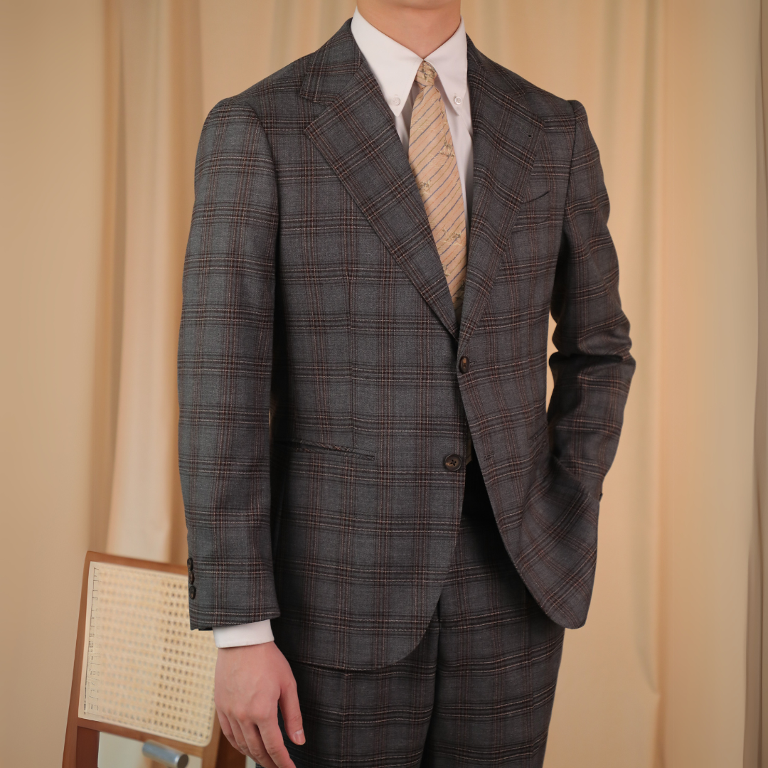 Suit Two-Button Glen Plaid Coffe