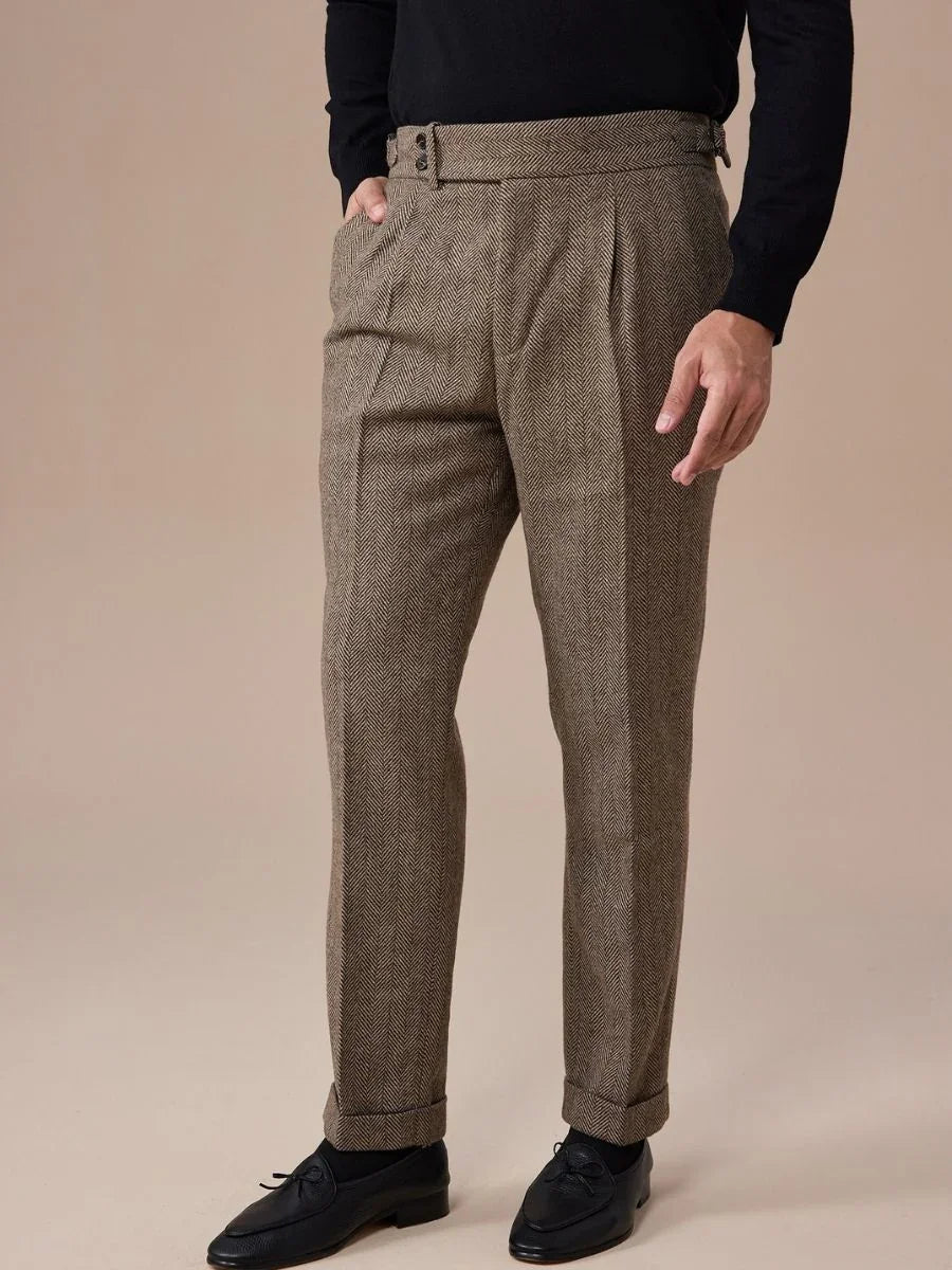 Venice Double Breasted Herringbone Wool Suit
