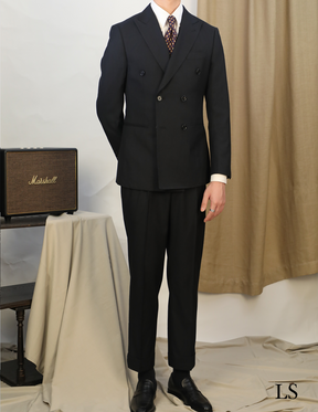 Double Breasted Genoa Black Suit