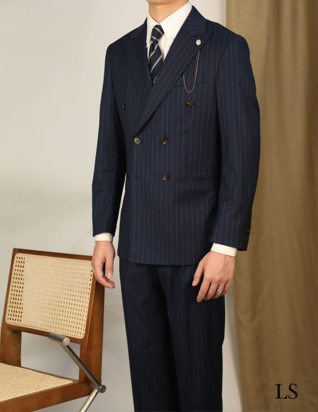 Modena Sartorial Pinstripe Blue Suit