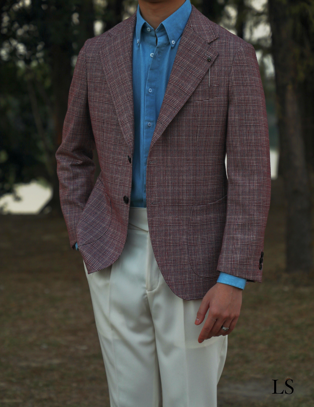 Blazer de dos botones con cuadros escoceses