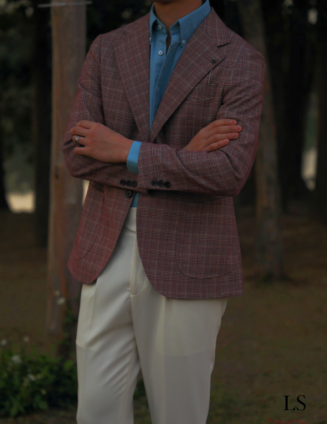 Blazer de dos botones con cuadros escoceses