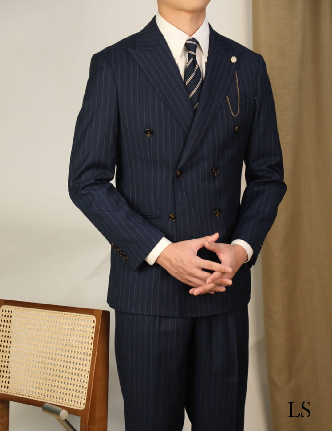 Modena Sartorial Pinstripe Blue Suit